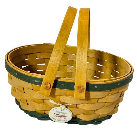 Longaberger 2004 Gumdrop Tree Tie Trimming Basket With Handles 7 inch Vintage - Picture 1 of 9